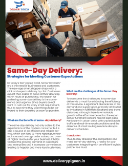 Same-Day Delivery: Strategies for Meeting Customer Expectations