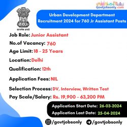 UD Department 2024 Recruitment: 760 Jr. Assistant Posts – Apply