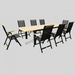 Outdoor Dinning Furniture Aluminium 9pcs Set with Folding Chair