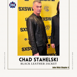 Chad Stahelski John Wick Chapter 4 Black Leather Jacket