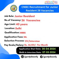 CNBC Recruitment: Junior Resident Vacancies – Apply Now
