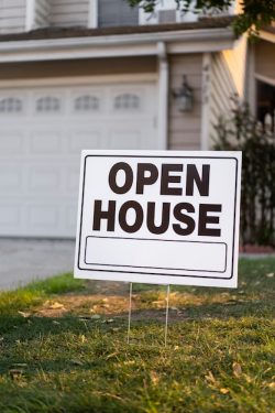 Inviting Open House Real Estate Sign with Directional Arrow