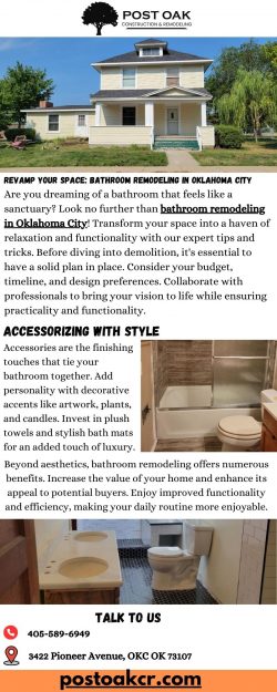 Elevate Your Home with Expert Bathroom Remodeling in Oklahoma City