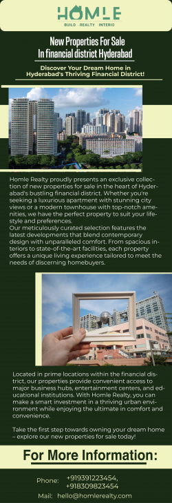 Homle Realty: Discover New Properties for Sale in Financial District Hyderabad