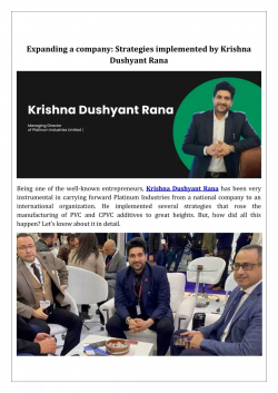 Krishna Dushyant Rana: Different Business Strategies