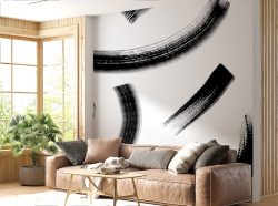 Modern Art Black Brushstrokes Wallpaper
