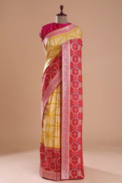 Misted Marigold Yellow Zari Woven Banarasi Silk Saree-NI3125