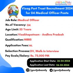 Vizag Port Trust 2024 Recruitment: Apply for 04 Medical Officer Posts