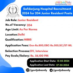 Safdarjung Hospital 2024: Apply for 204 Junior Resident Posts