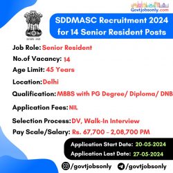 SDDMASC Recruitment 2024: 14 Senior Resident Posts Available