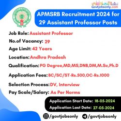 APMSRB Recruitment 2024: Apply for 29 Assistant Professor Posts