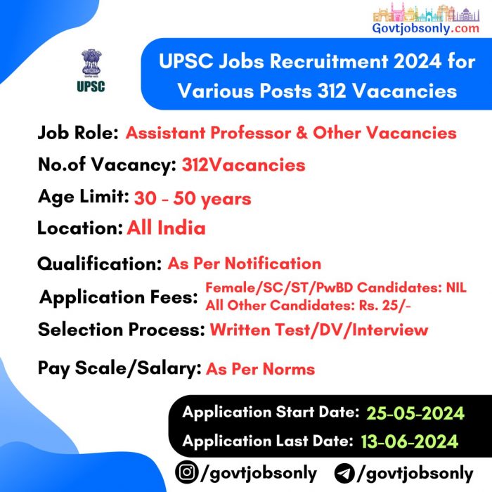 UPSC Jobs 2024: Apply for 312 Vacancies Now