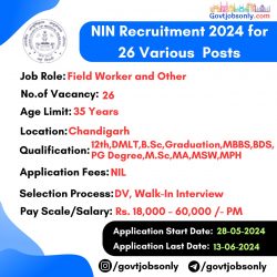 NIN Recruitment 2024: Apply Now for 26 Job Vacancies