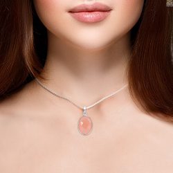 Elegant Tranquility Chalcedony Pendant with Sterling Silver Chain