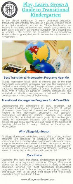 Play, Learn, Grow: A Guide to Transitional Kindergarten