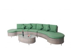 4-Piece Green Patio Rattan Sofa Set with Water-resistant Cushions