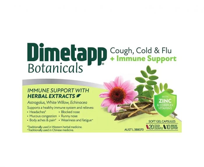 Dimetapp Botanicals Cough Cold & Flu+ Immune Support 20+10 Capsules