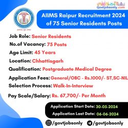 AIIMS Raipur 2024: Apply for 75 Senior Resident Posts Now