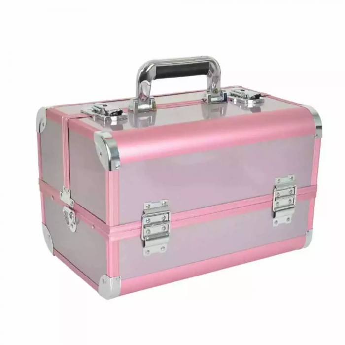 Anodize Pink Aluminum Beauty Case With Shoulder Strap | MSACase