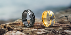 tungsten-carbide-rings/products/detor-braided-tungsten-wedding-band-silver-inlay-black-ring