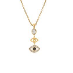 Bibelot jewels – Evil Eye Topaz Studded Gold Plated Pendant Necklace