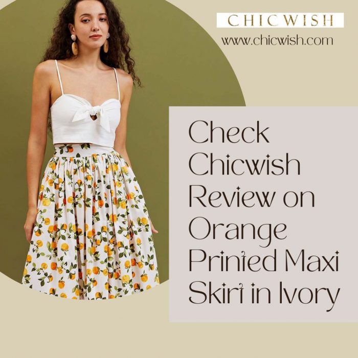 Check Chicwish Review on Orange Printed Maxi Skirt in Ivory