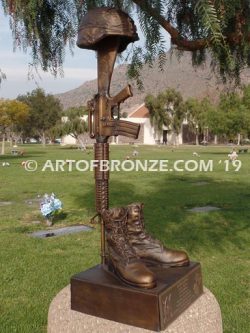 Honoring Heroes with Fallen Soldier Battle Cross Sculptures by Art of Bronze
