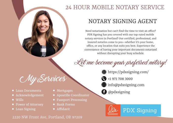 Mobile notary services in Portland OR