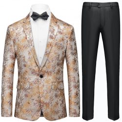 White and Gold Tuxedo Suits for Men