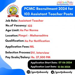 PCMC Recruitment 2024: Apply for 103 Assistant Teacher Posts