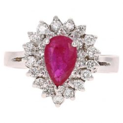 White Gold Diamond Ring | Ruby Diamond Ring