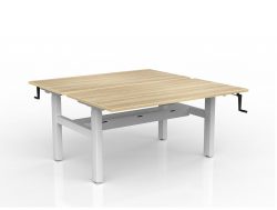 OL Agile Winder Height Adjustable Shared Desk – Oak Top With White Frame