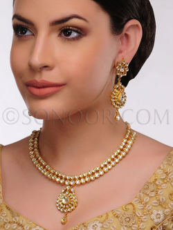 Minika Gold Plated Kundan Necklace Set – Timeless Elegance