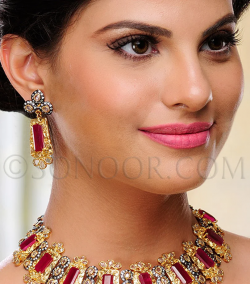 Riza Polki Zircons Designer Necklace Set by sonoor