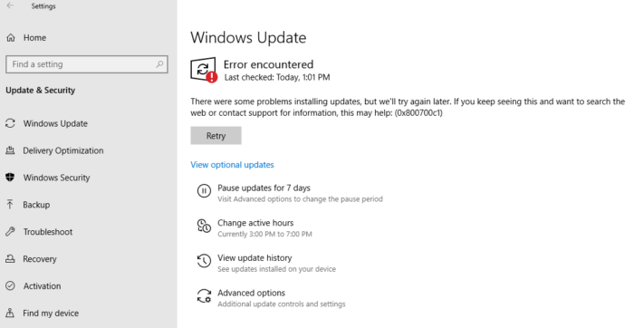 Resolving Office Error Code 0x800700c1