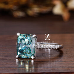 Elegant Blue Green Moissanite Pendant with Unique Glow