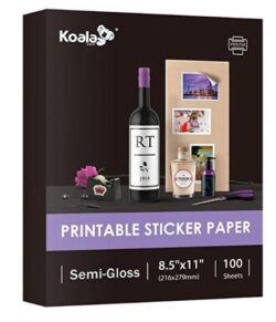 Koala Semi Gloss Sticker Paper for Inkjet and Laser Printer 8.5 x 11 Inches