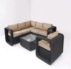 Outdoor Woven Rattan Table and Chairs Sofa