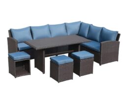 Pieces Wicker Patio Furniture Set, Rattan Sofa with Coffee Table