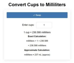Cup to mL Conversion Tool