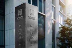 Modern Office Building with Custom Architectural Signs