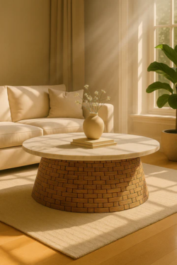 Belle Aura Brass Round Coffee Table – Timeless Elegance for Modern Homes