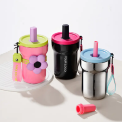 Portable Vacuum Coffee Mug With Straw