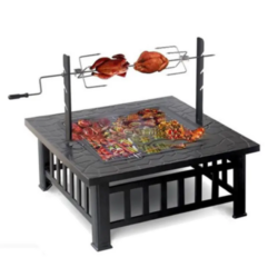 🔥 Outdoor Square Fire Pit Table with BBQ Grill 🔥