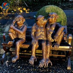 Bronze monkey sculptures