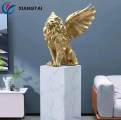 Golden bronze winged lion statue for sale