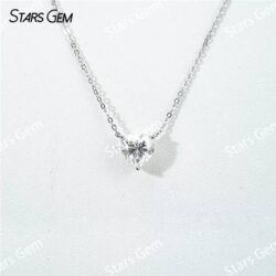 8×8mm Heart Cut Moissanite S925 Sterling Silver Diamond Pendant Necklace