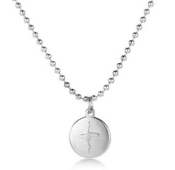 Stainless steel ECG couple pendant necklace