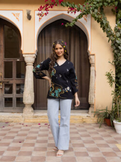 Shop embroidery classy tops and shirts online with elegant ethnic designs