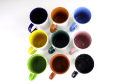 36 pcs 11oz High Gloss Coloured Inner, Rim and Handle Printed Mug for Sublimation Printing